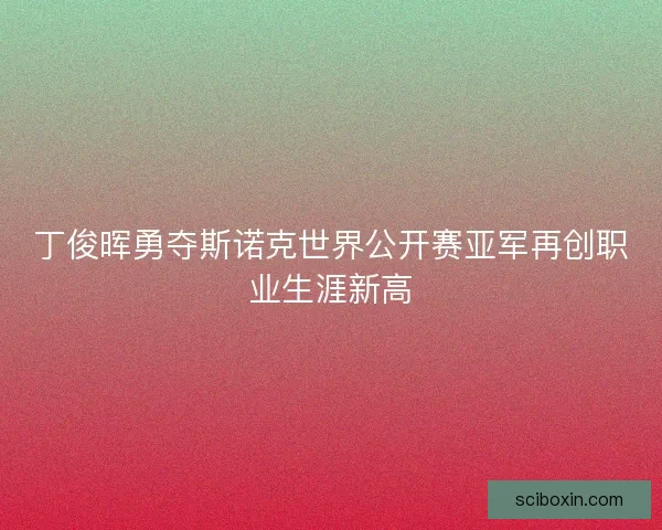 丁俊晖勇夺斯诺克世界公开赛亚军再创职业生涯新高