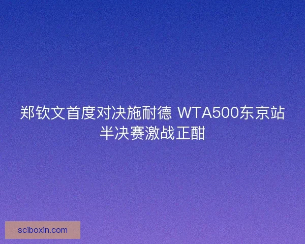 郑钦文首度对决施耐德 WTA500东京站半决赛激战正酣
